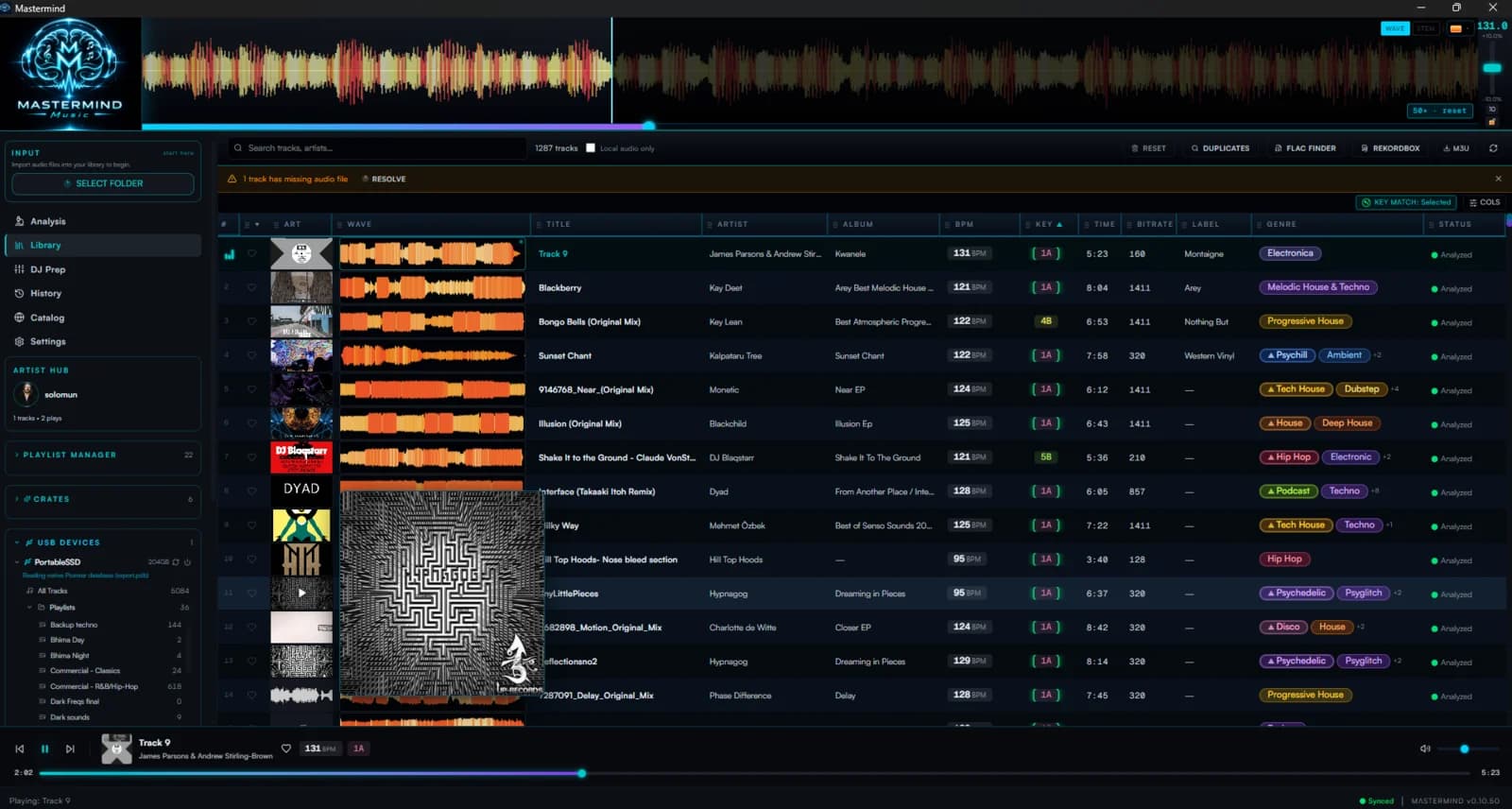 The Mastermind library — custom colour waveforms, artwork and a fully analysed crate